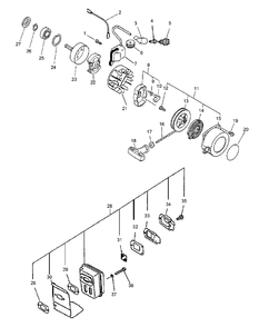 Ignition, Starter, Clutch, Muffler Diagram and Parts List for PPSR-2433 001001 - 503999 Echo Pole Saw