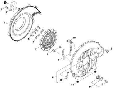 Fan Case Diagram and Parts List for PB-580T P55515001001 - P55515999999 Echo Leaf Blower / Vacuum