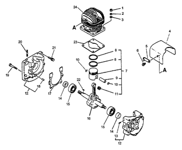 Engine, Crankcase (06/96) Diagram and Parts List for PB-400E (Type 1E)(001001 - 509500) Echo Leaf Blower / Vacuum