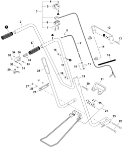 Handle, Ignition Switch, Throttle Cable Diagram and Parts List for TC-210 E14714001001 - E14714999999 Echo Tiller