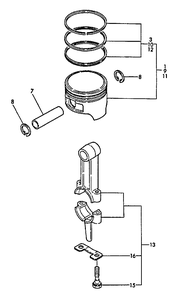 Connecting Rod, Piston Diagram and Parts List for EG-2300 01001 - 03371 Echo Generator