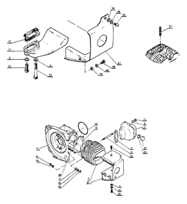 Engine, Exhaust Diagram and Parts List for CS-60S 001001 - 059500 Echo Chainsaw