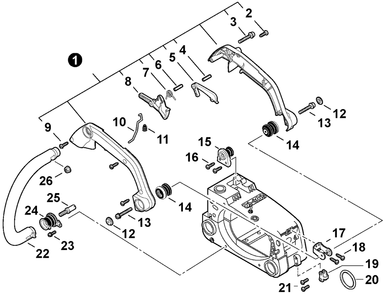 Handles, Throttle Control Diagram and Parts List for CS-303T C83829001001 - C83829999999 Echo Chainsaw