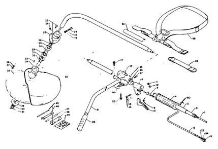 Driveshaft, Handles, Harness, Throttle, Gear Case, Shield, Tools Diagram and Parts List for SRM-140 DA Version Echo Trimmer
