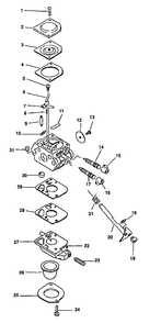 Carburetor -- C1u-K52 S/N: 501001 - 999999 Diagram and Parts List for GT-2000SB Type 1 Echo Trimmer