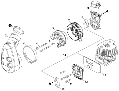 Intake Diagram and Parts List for PB-9010H P55915001001 - P55915999999 Echo Leaf Blower / Vacuum