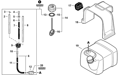 Fuel System Diagram and Parts List for PB-580T P55515001001 - P55515999999 Echo Leaf Blower / Vacuum