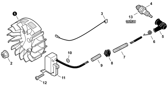 Ignition Diagram and Parts List for CS-355T C85015001001 - C85015999999 Echo Chainsaw