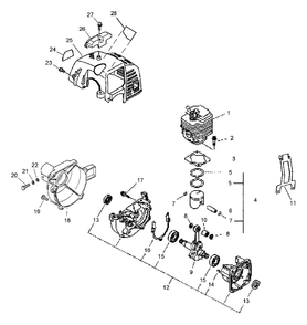 Crankcase, Engine, Engine Cover, Fan Case Diagram and Parts List for PPF-2100 509500 - 999999 Echo Pole Saw