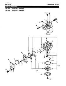 Carburetor 4 Diagram and Parts List for PE-200 07001001-07999999 Echo Edger