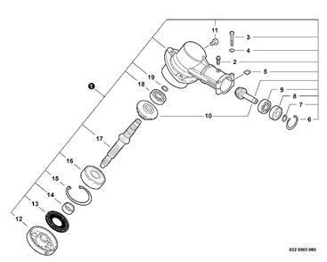 Gear Case Diagram and Parts List for SRM-230 S73112127552 - S73112328927 Echo Trimmer
