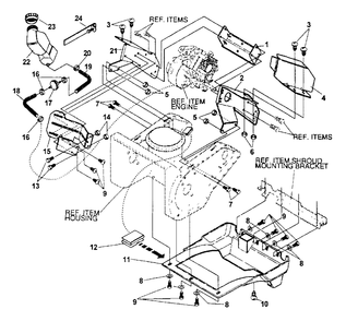 Fuel System, Engine Cover Diagram and Parts List for ST-5000E 0001001 - 0001456 Echo Snow Blower