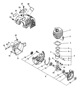 Crankcase, Engine, Engine Cover, Fan Case Diagram and Parts List for PPSR-2122 505000 - 999999 Echo Pole Saw