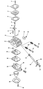 Carburetor Diagram and Parts List for SRM-2100 159491 - 999999 Echo Trimmer