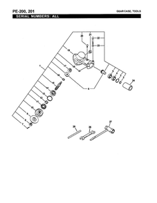 Gear Case/Tools Diagram and Parts List for PE-200 07001001-07999999 Echo Edger