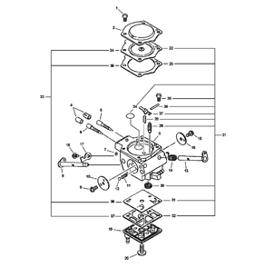 Carburetor Diagram and Parts List for QV-8000 (Type 1E)(C90303001001 - C90303999999) Echo Chainsaw
