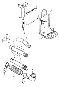 Frame, Back Pack, Pipes Diagram and Parts List for PB-400E (Type 1E)(001001 - 509500) Echo Leaf Blower / Vacuum