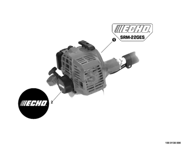 Labels Diagram and Parts List for SRM-22GESU S55822001001 - S55822999999 Echo Brush Cutter