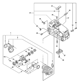 Engine, Engine Cover Diagram and Parts List for CS-3000 (Type 1)(00001001 - 99999999) Echo Chainsaw
