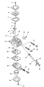 Carburetor Diagram and Parts List for SRM-2100 159491 - 999999 Echo Trimmer