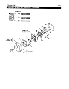 Intank Diagram and Parts List for PE-200 07001001-07999999 Echo Edger