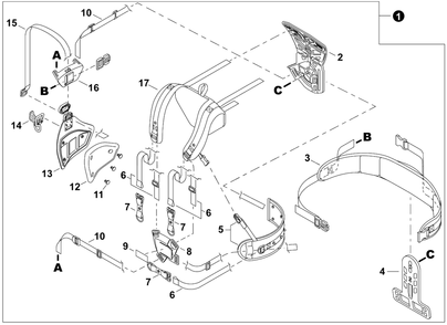 Part Location Diagram of C651000070 Echo Belt, Harness