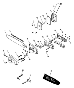 Gearcase, Guide Bar, Cutting Chain, Oiler, Tools Diagram and Parts List for PPF-2110 001001 - 506099 Echo Pole Saw