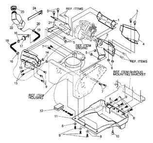 Frame Components Diagram and Parts List for ST-5000E Type 1E Echo Snow Blower