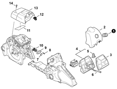Intake Diagram and Parts List for CS-590 C84329001001 - C84329999999 Echo Chainsaw