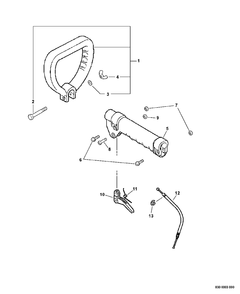 Handles, Throttle Cable Diagram and Parts List for GT-201 06001001 - 06999999 Echo Trimmer