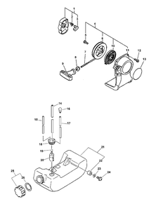 Starter, Fuel System Diagram and Parts List for SRM-2100 159491 - 999999 Echo Trimmer