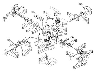 Engine, Crankcase, Ignition Diagram and Parts List for SRM-210 E Version Echo Trimmer