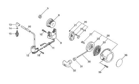 Starter, Magneto Diagram and Parts List for PB-400E (Type 2E)(509501 - 999999) Echo Leaf Blower / Vacuum