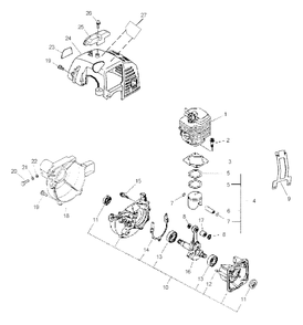 Crankcase, Engine, Engine Cover, Fan Case Diagram and Parts List for PPFD-2400 501001 - 999999 Echo Pole Saw