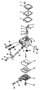 Carburetor Diagram and Parts List for PB-400E (Type 1E)(001001 - 509500) Echo Leaf Blower / Vacuum