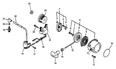 Ignition, Starter (06/96) Diagram and Parts List for PB-400E (Type 1E)(001001 - 509500) Echo Leaf Blower / Vacuum