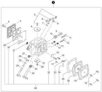 Carburetor Diagram and Parts List for CS-590 C84329001001 - C84329999999 Echo Chainsaw