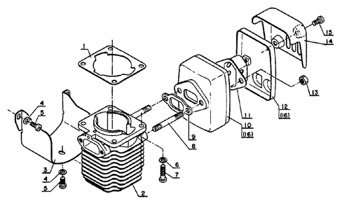 Cylinder Diagram and Parts List for SRM-202 F Version Echo Trimmer
