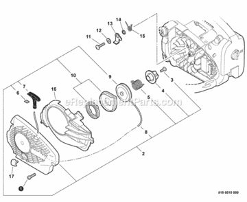 Starter Diagram and Parts List for CS-271T C21112001001 - C21112999999 Echo Chainsaw
