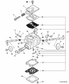 Carburetor_--_Wt-1008 Diagram and Parts List for CS-271T C21112001001 - C21112999999 Echo Chainsaw