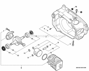 Engine_Engine_Cover Diagram and Parts List for CS-271T C21112001001 - C21112999999 Echo Chainsaw