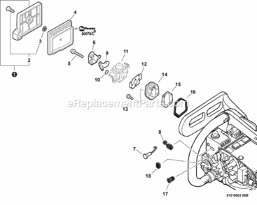 Intake Diagram and Parts List for CS-341 C23111001001-C23111999999 Echo Chainsaw