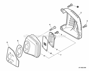 Exhaust Diagram and Parts List for CS-355T C23512001001 - C23512999999 Echo Chainsaw