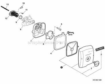 Intake Diagram and Parts List for CS-355T C23512001001 - C23512999999 Echo Chainsaw