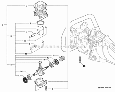 Engine_Short_Block Diagram and Parts List for CS-370F C27512001001 - C27512999999 Echo Chainsaw
