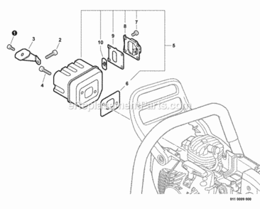 Exhaust Diagram and Parts List for CS-450P C06413001001 - C06413999999 Echo Chainsaw