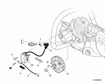 Ignition Diagram and Parts List for CS-450P C06413001001 - C06413999999 Echo Chainsaw