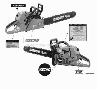 Part Location Diagram of X503012200 Echo Label - Model Cs-590