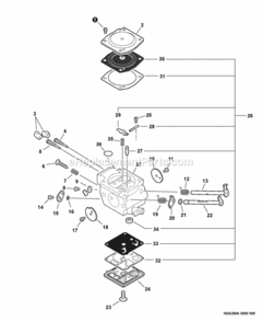 Carburetor_--_Hda-268A Diagram and Parts List for CS-590 C25913001001 - C25913999999 Echo Chainsaw