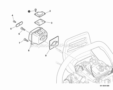 Exhaust Diagram and Parts List for CS-590 C25913001001 - C25913999999 Echo Chainsaw